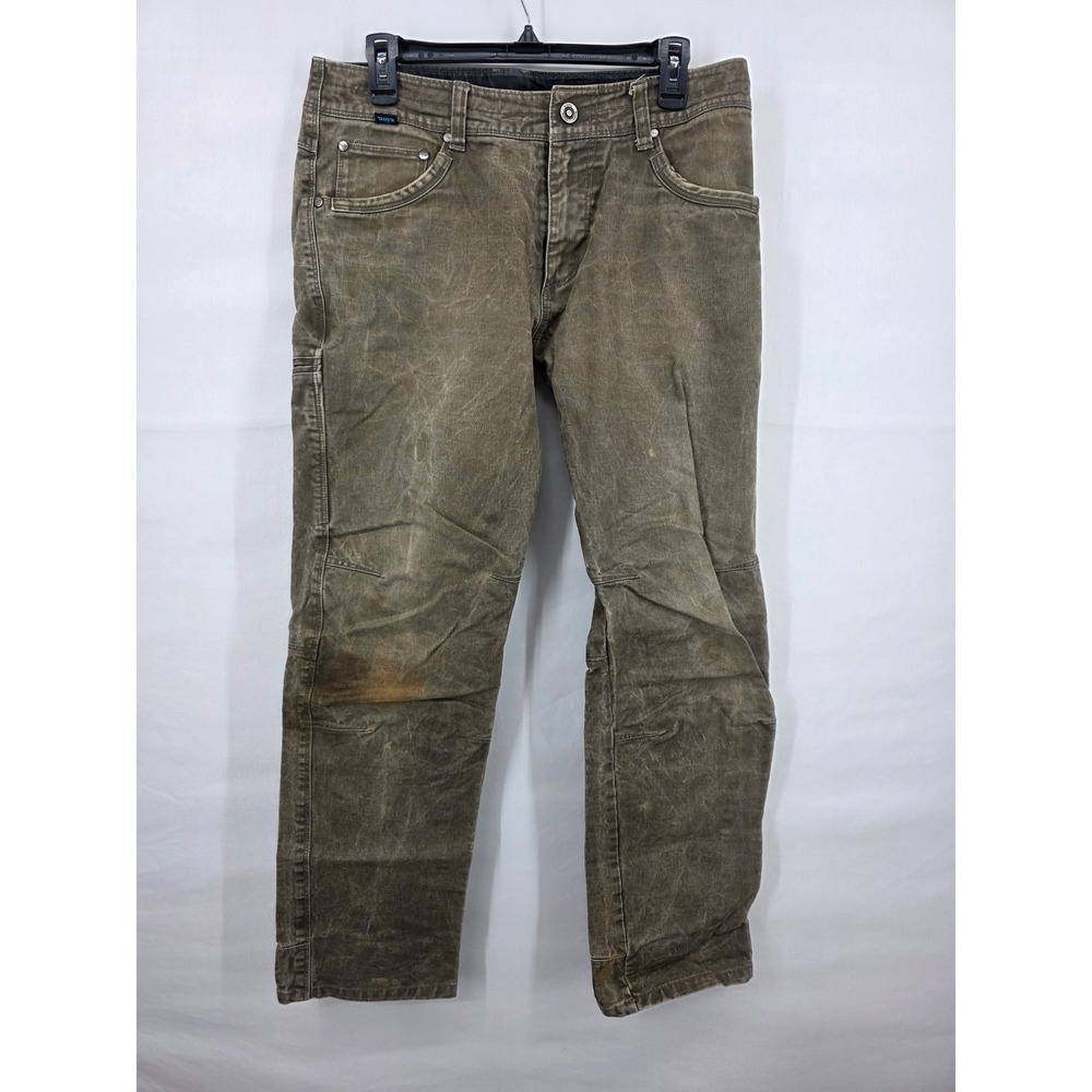 Kuhl Law Less Pants Mens 32x32 Waxed Canvas Work Hiking Trousers Olive Khaki